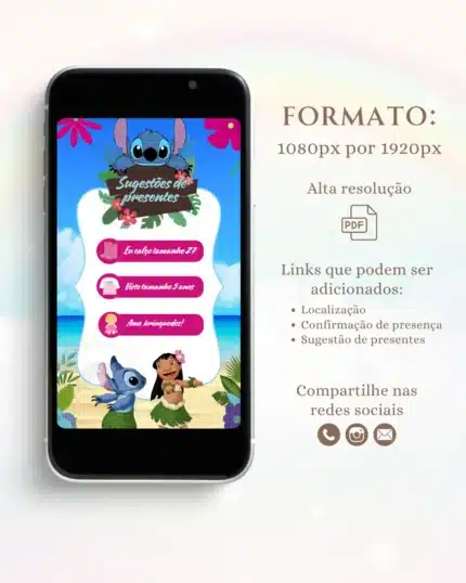Convite Interativo Lilo e Stitch 4
