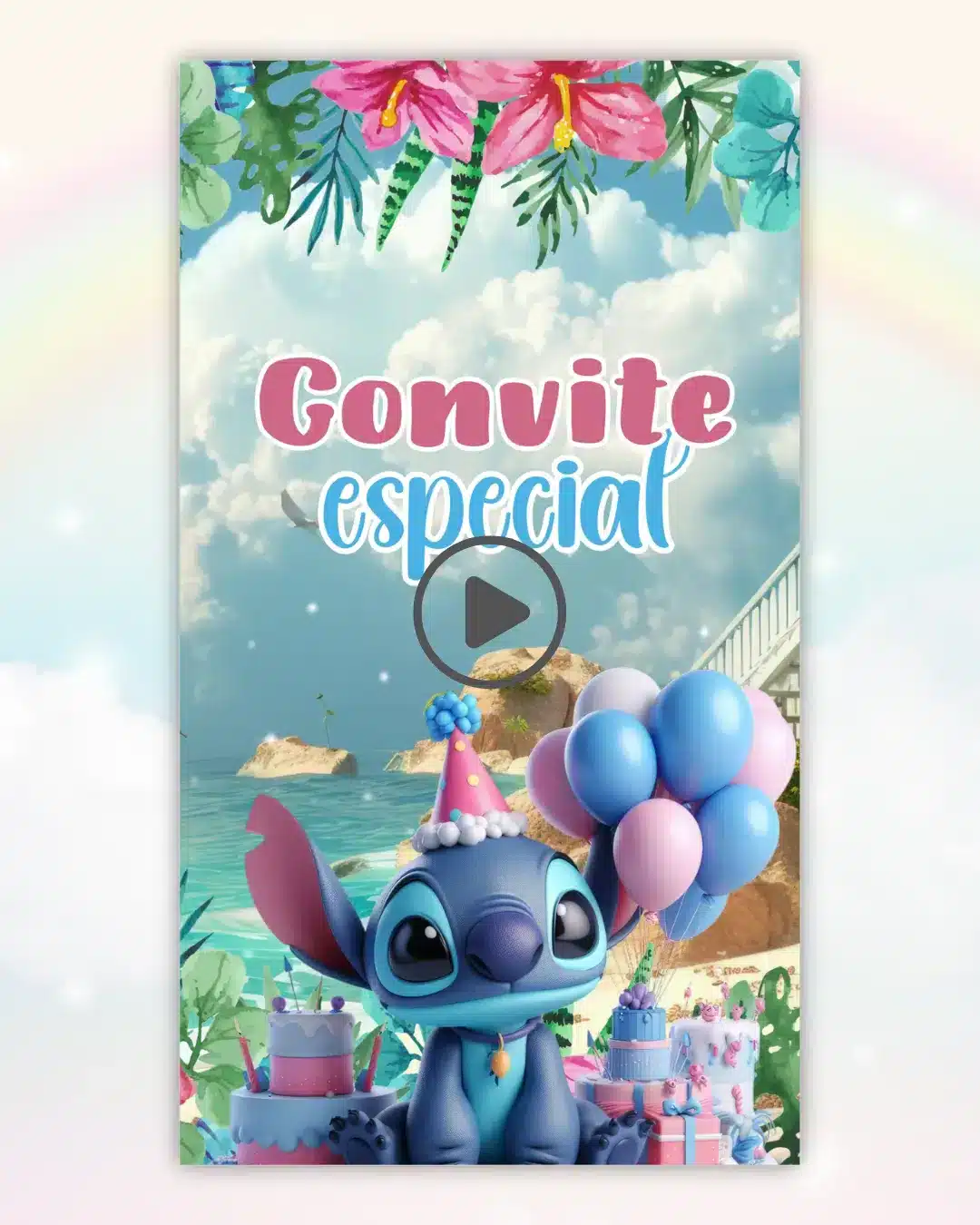 Convite Lilo e Stitch Animado 1