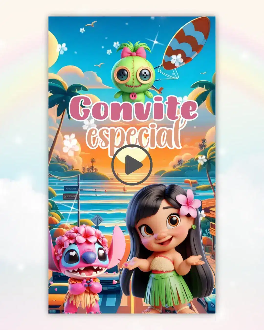 Convite Lilo e Stitch Animado 2