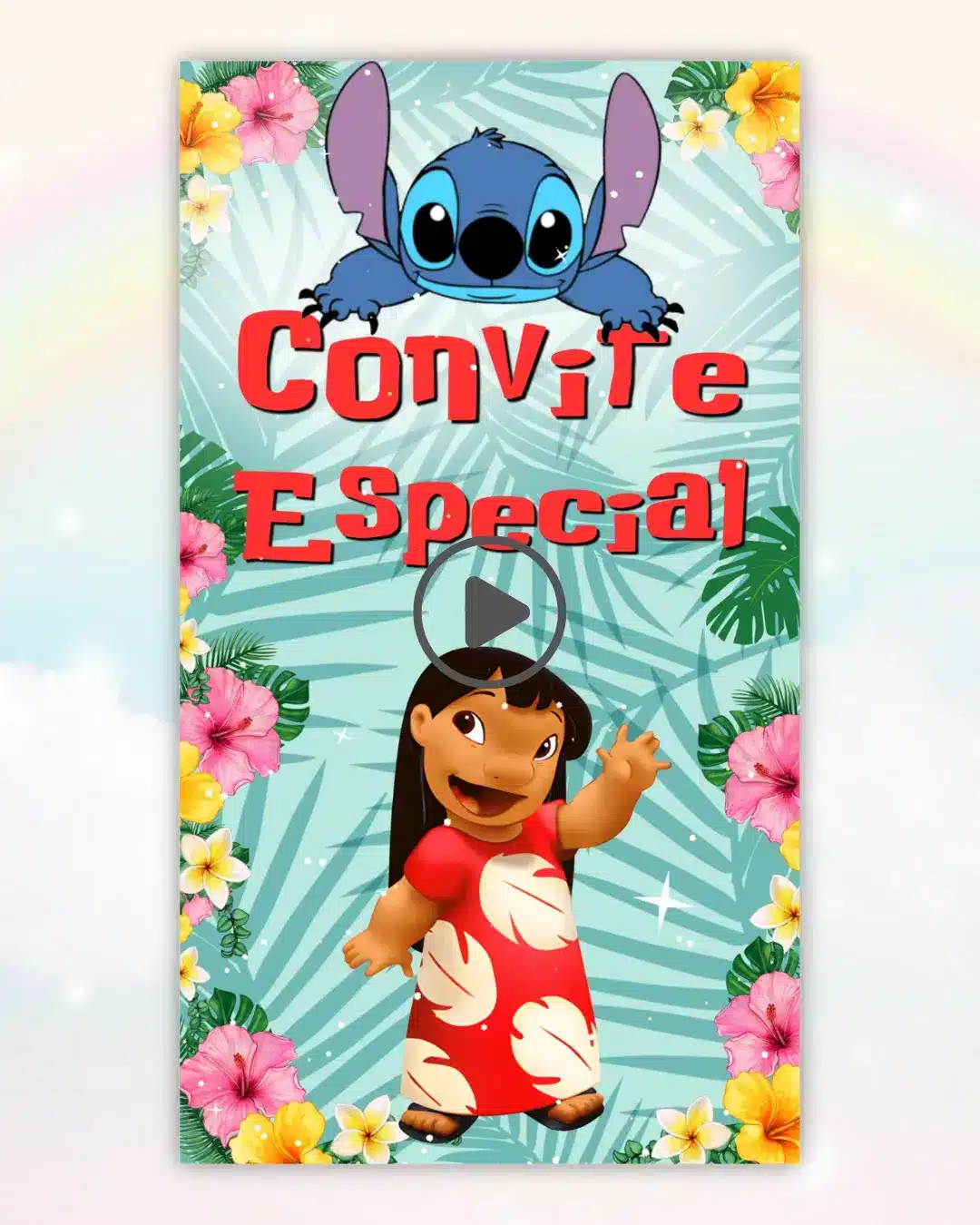 Convite Lilo e Stitch Animado 3