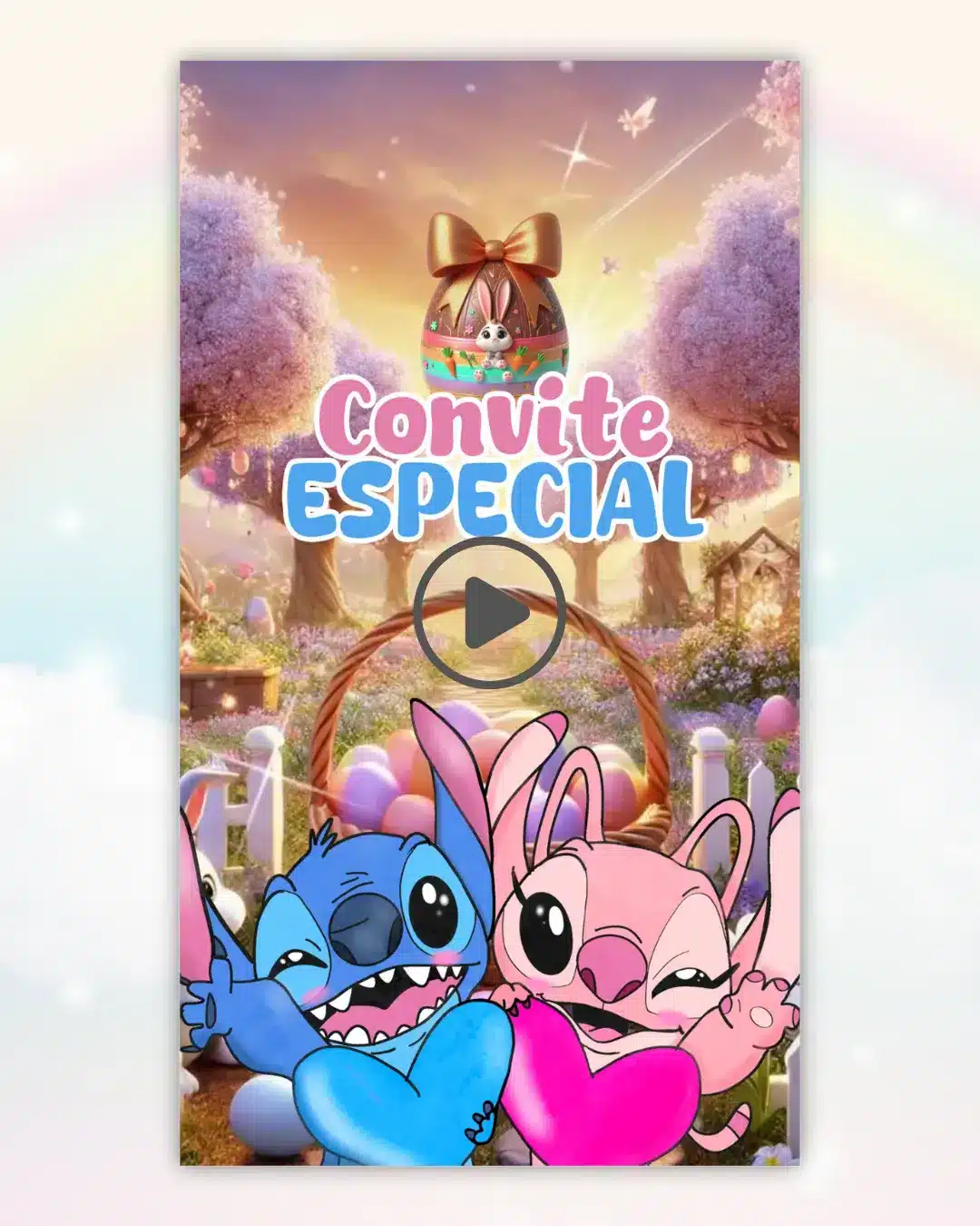 Convite Stitch e Angel Pascoa Animado