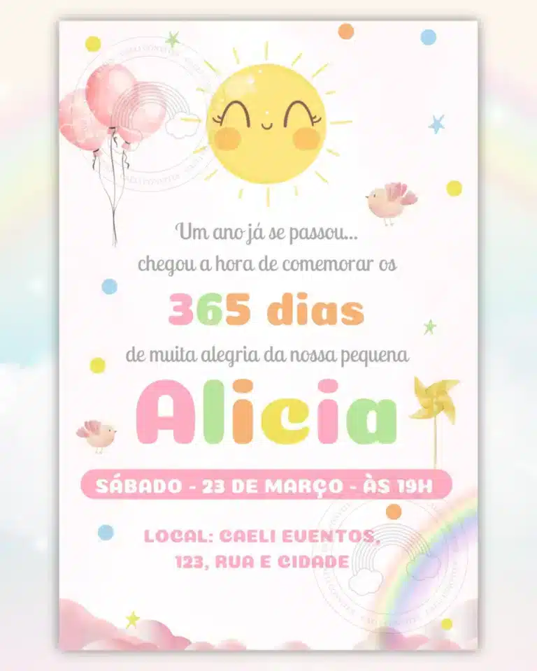 Convite 365 sorrisos Menina 3