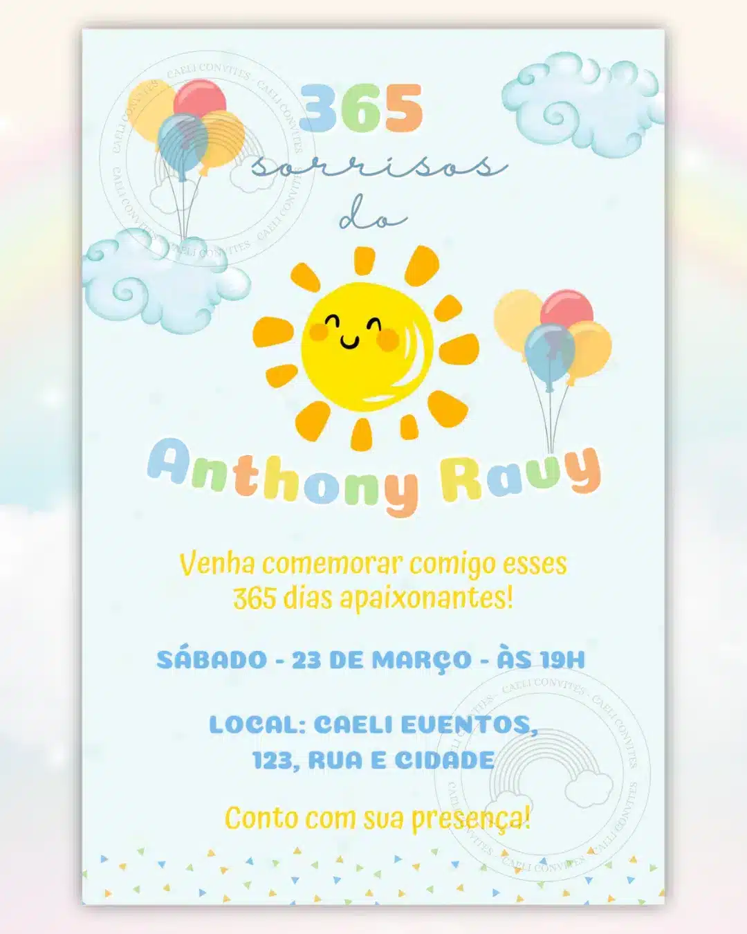 Convite 365 sorrisos Menino 3