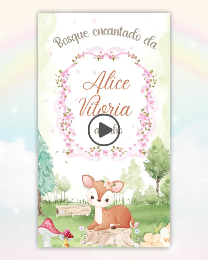 Convite Animado Bosque Encantado Menina 1