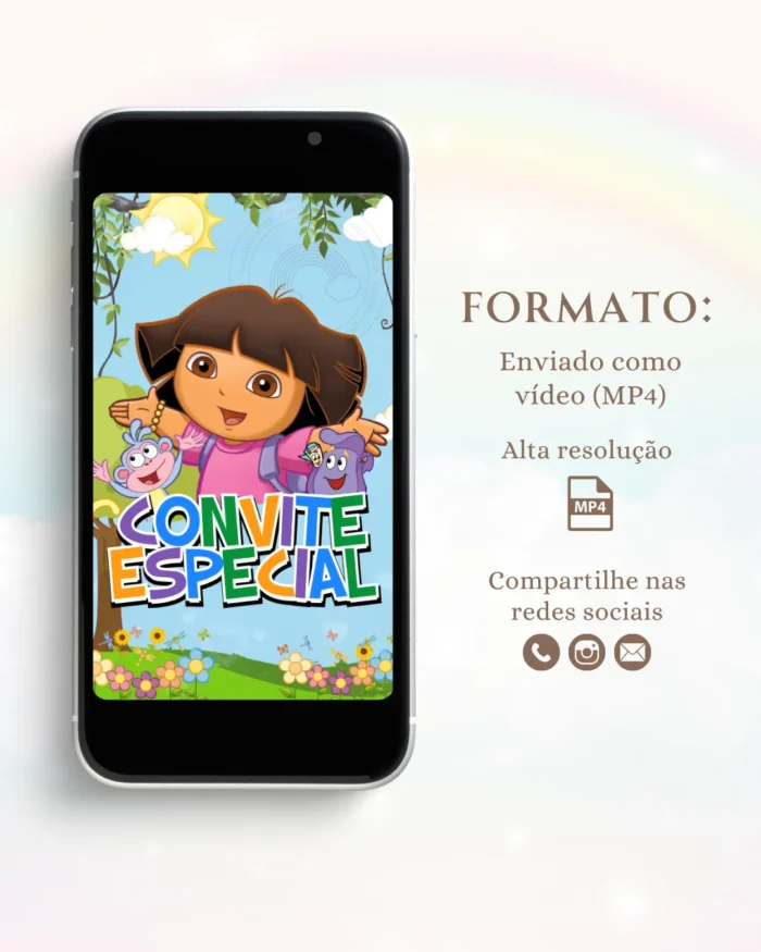 Convite Animado Dora Aventureira