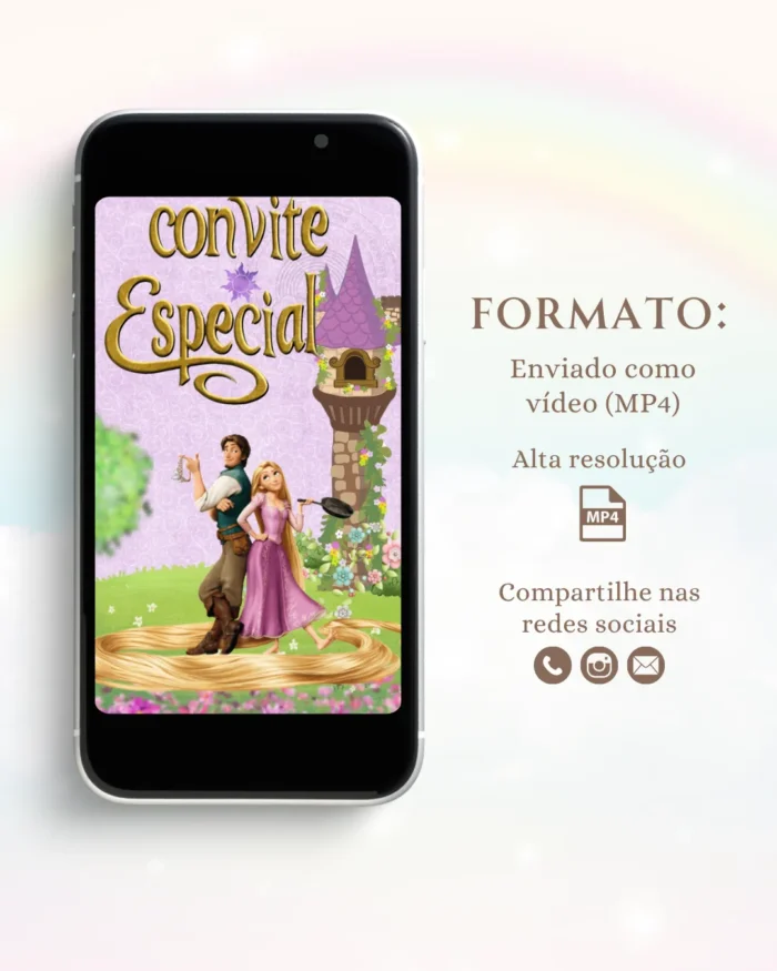 Convite Animado Rapunzel Enrolados