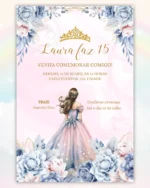 Convite Digital 15 anos Azul e Rosa 1