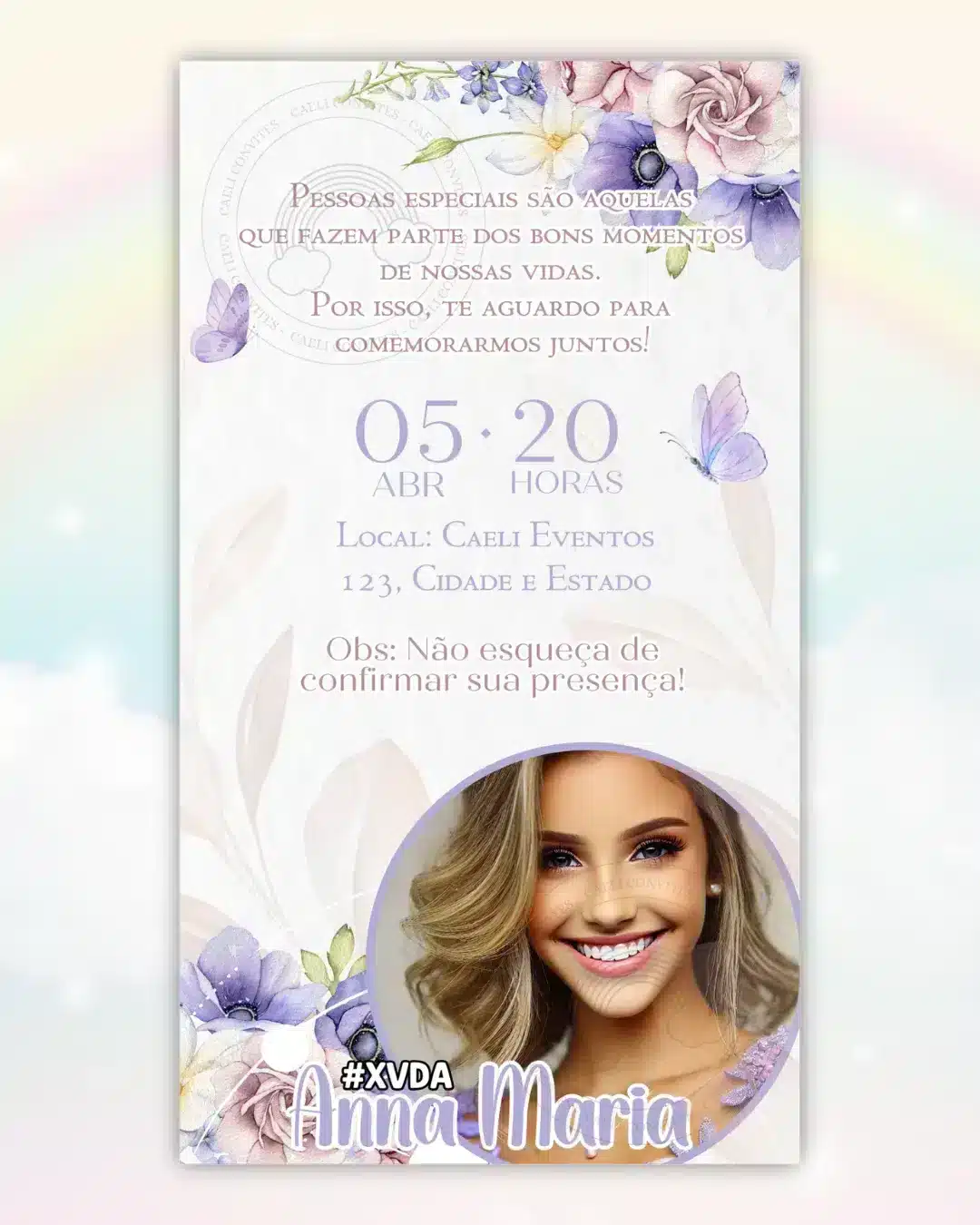 Convite Digital 15 anos Lilás 1