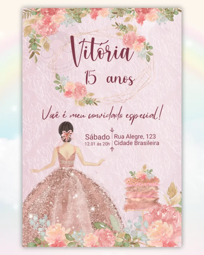 Convite Digital 15 anos Rosa 2
