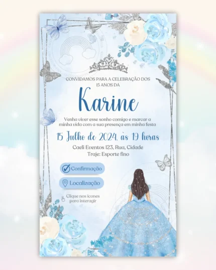 Convite Interativo 15 anos Azul 1