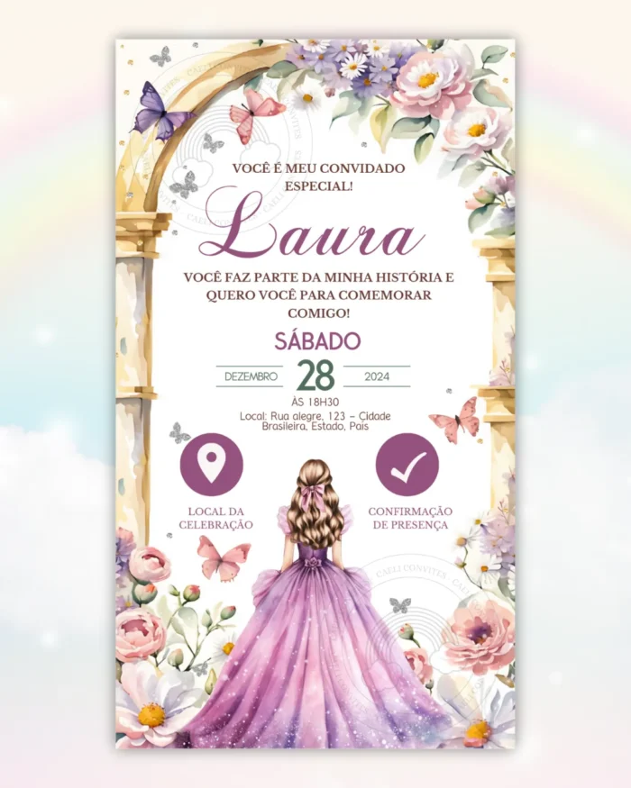 Convite Interativo 15 anos Lilás 1