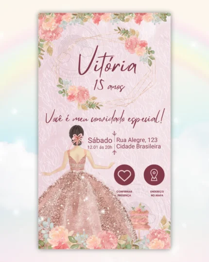 Convite Interativo 15 anos Rosa 2