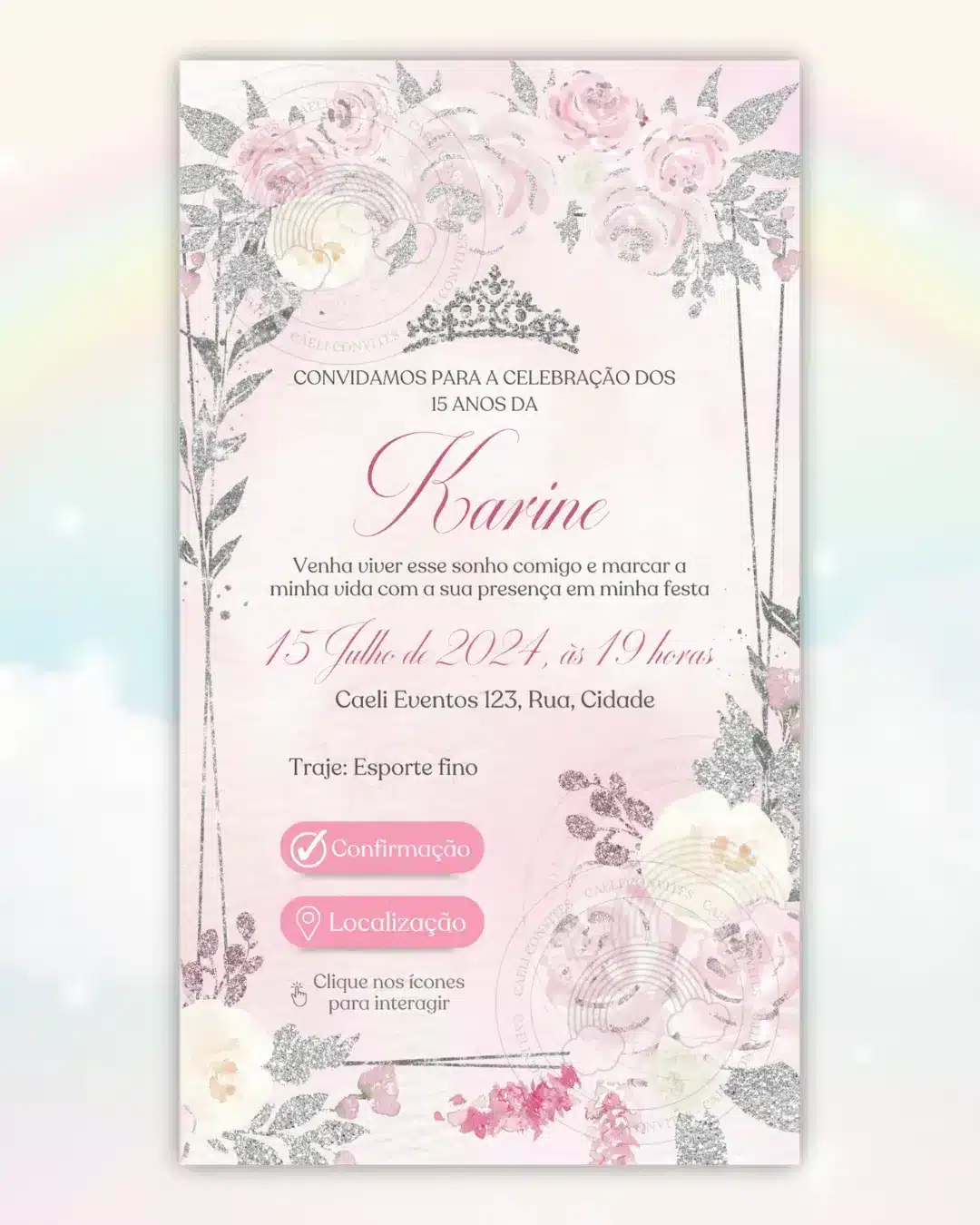 Convite Interativo 15 anos Rosa 3