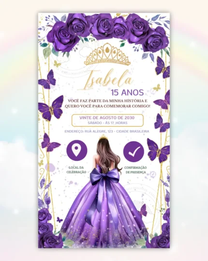 Convite Interativo 15 anos Roxo 1