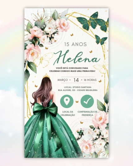 Convite Interativo 15 anos Verde 2