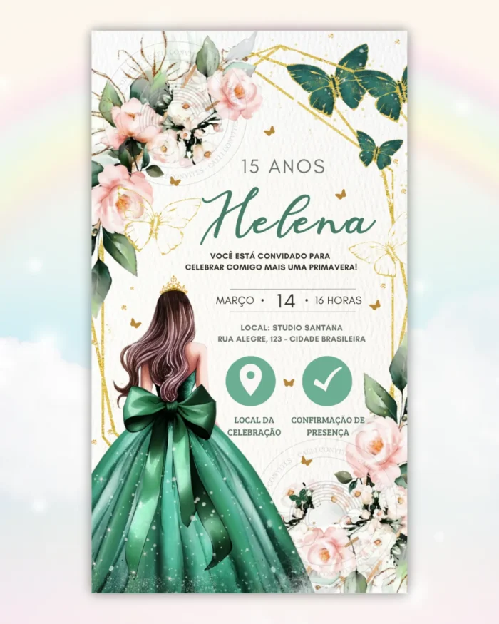 Convite Interativo 15 anos Verde 2