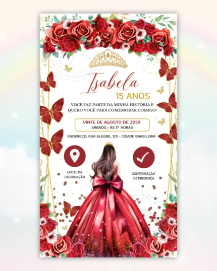 Convite Interativo 15 anos Vermelho 1