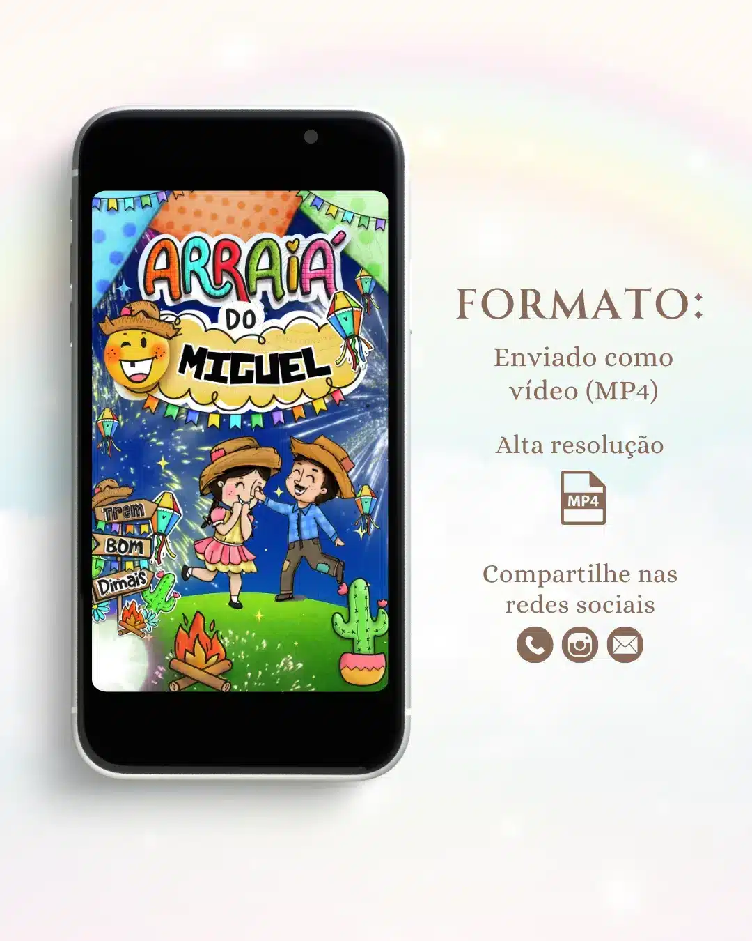Convite Animado Arraiá Festa Junina Azul
