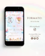 Convite Chá Revelação Azul e Rosa 12