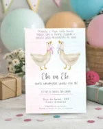 Convite Chá Revelação Azul e Rosa 14