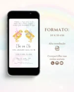 Convite Chá Revelação Azul e Rosa 15