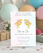 Convite Chá Revelação Azul e Rosa 15