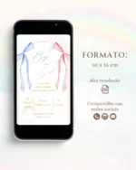 Convite Chá Revelação Azul e Rosa 15