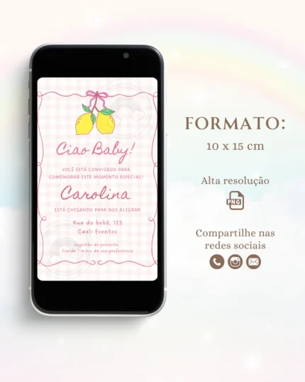 Convite Digital Chá de Bebê Lilás 3