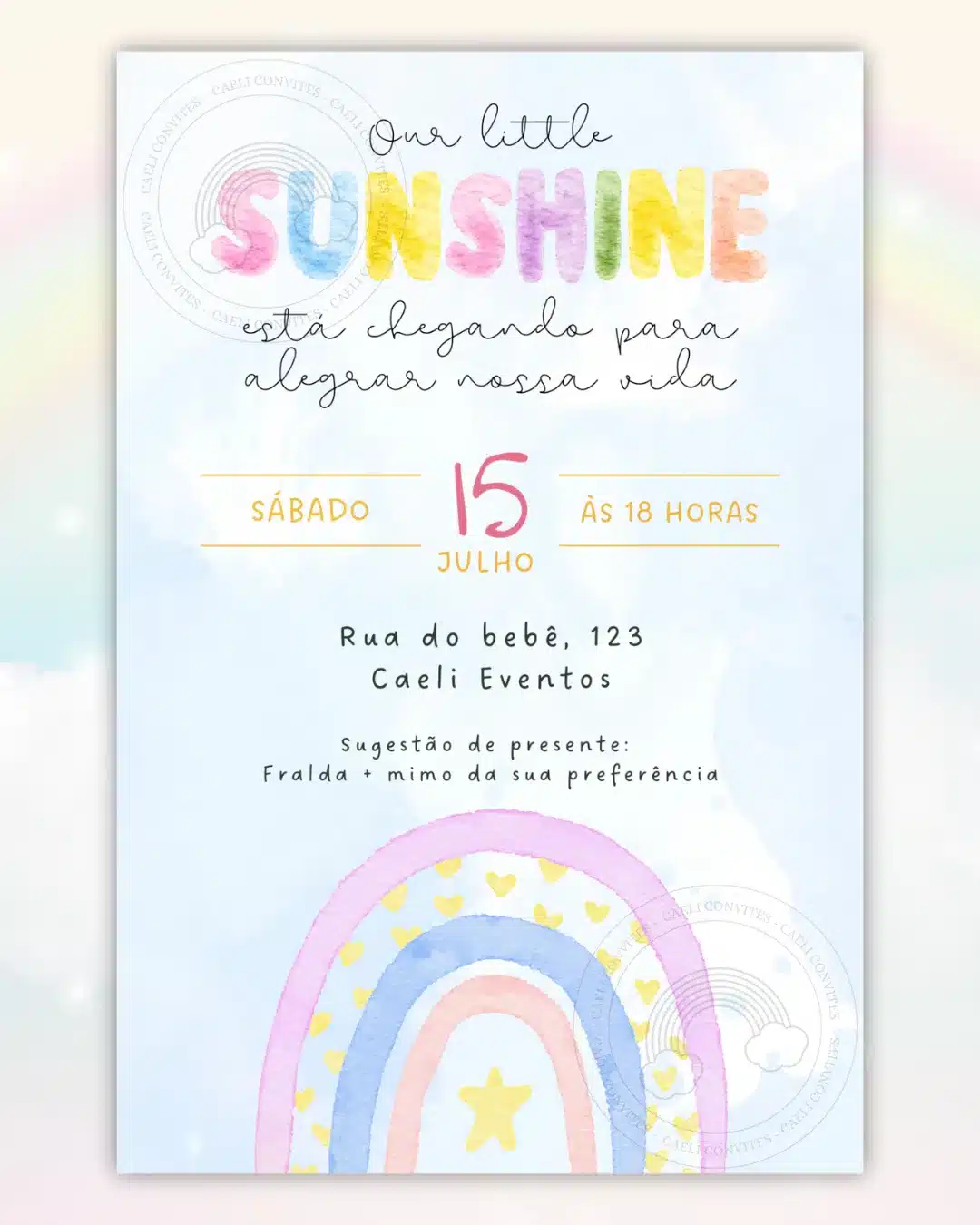Convite Chá de Bebê Raio de Sol