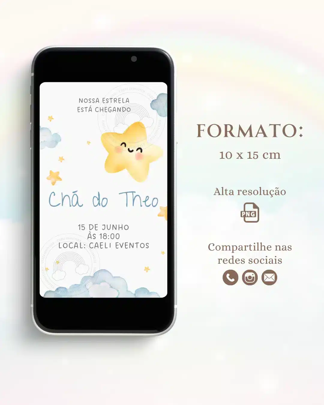Convite Digital Chá de Bebê Estrelinha