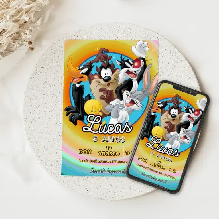 Convite Digital Baby Looney Tunes 5