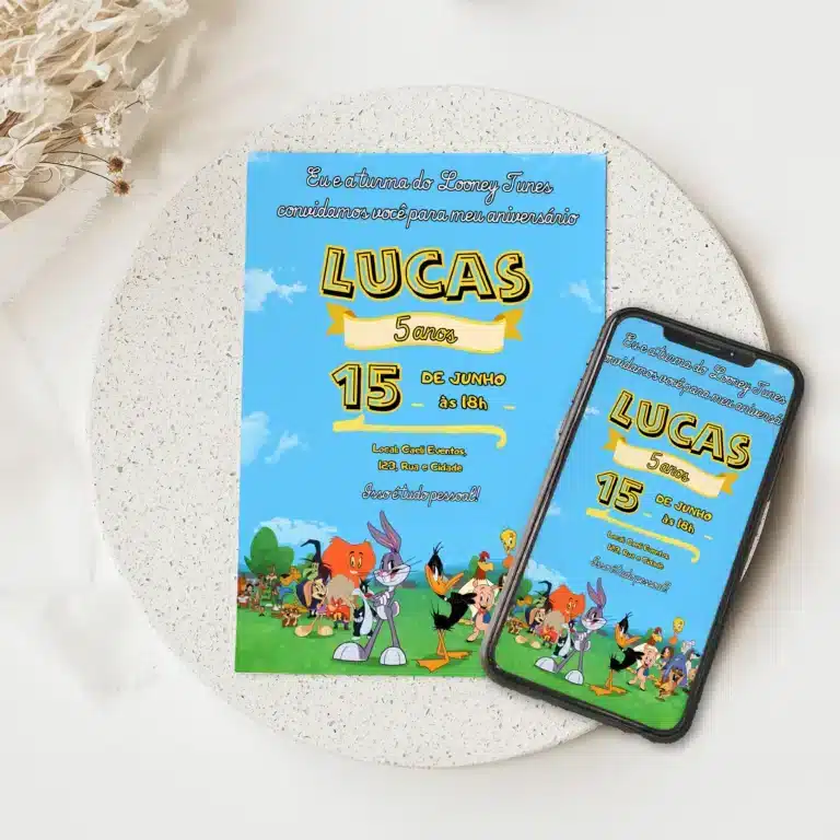 Convite Digital Baby Looney Tunes 5