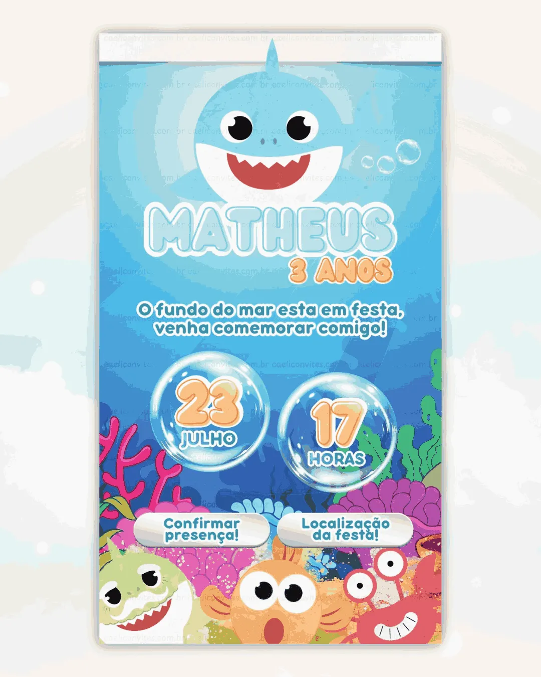 Convite Digital Baby Shark 2