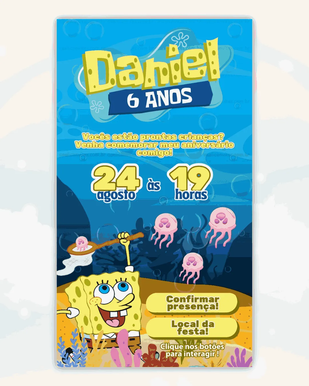 Convite Bob Esponja Menino 1