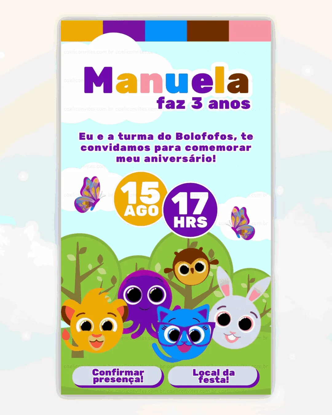 Convite Interativo Bolofofos Candy