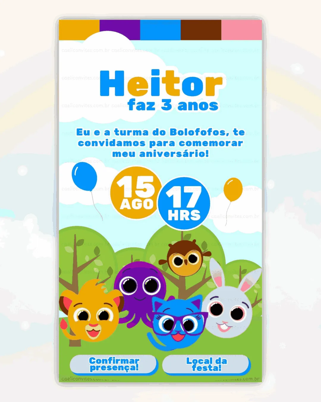 Convite Interativo Bolofofos Menino 2