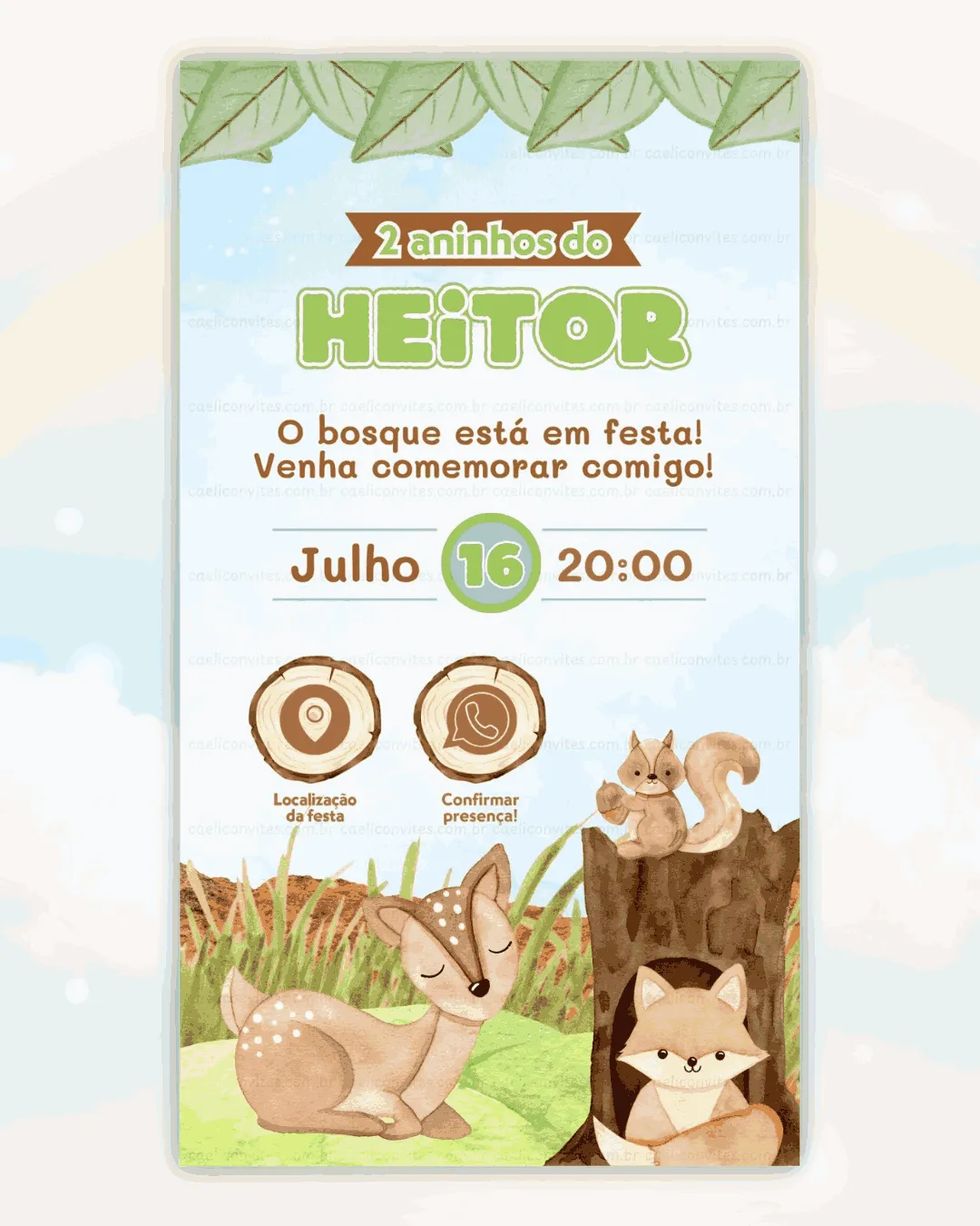 Convite Interativo Bosque Encantado Menino,Bosque Encantado Menino,tema bosque encantado menino,aniversário bosque encantado menino,convite bosque encantado menino