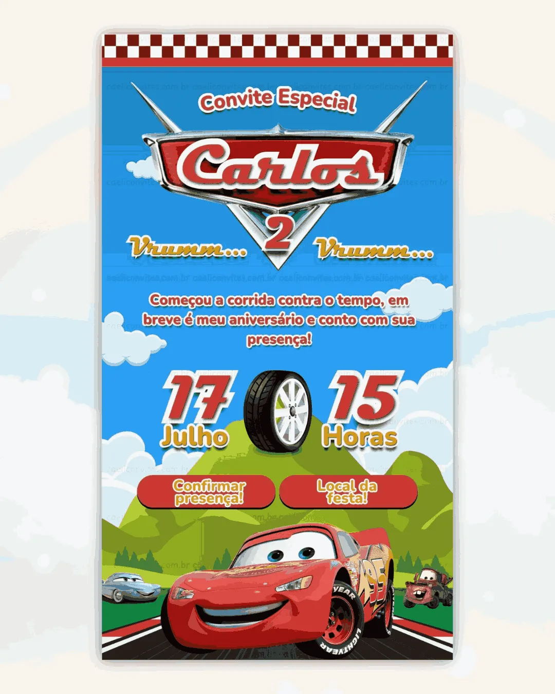Convite Carros 3