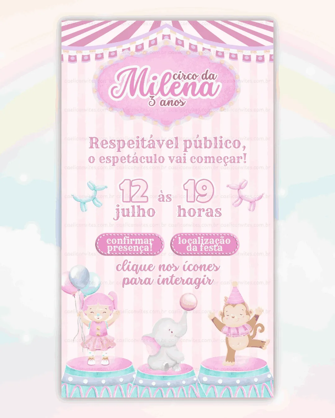 Convite Interativo Circo Rosa