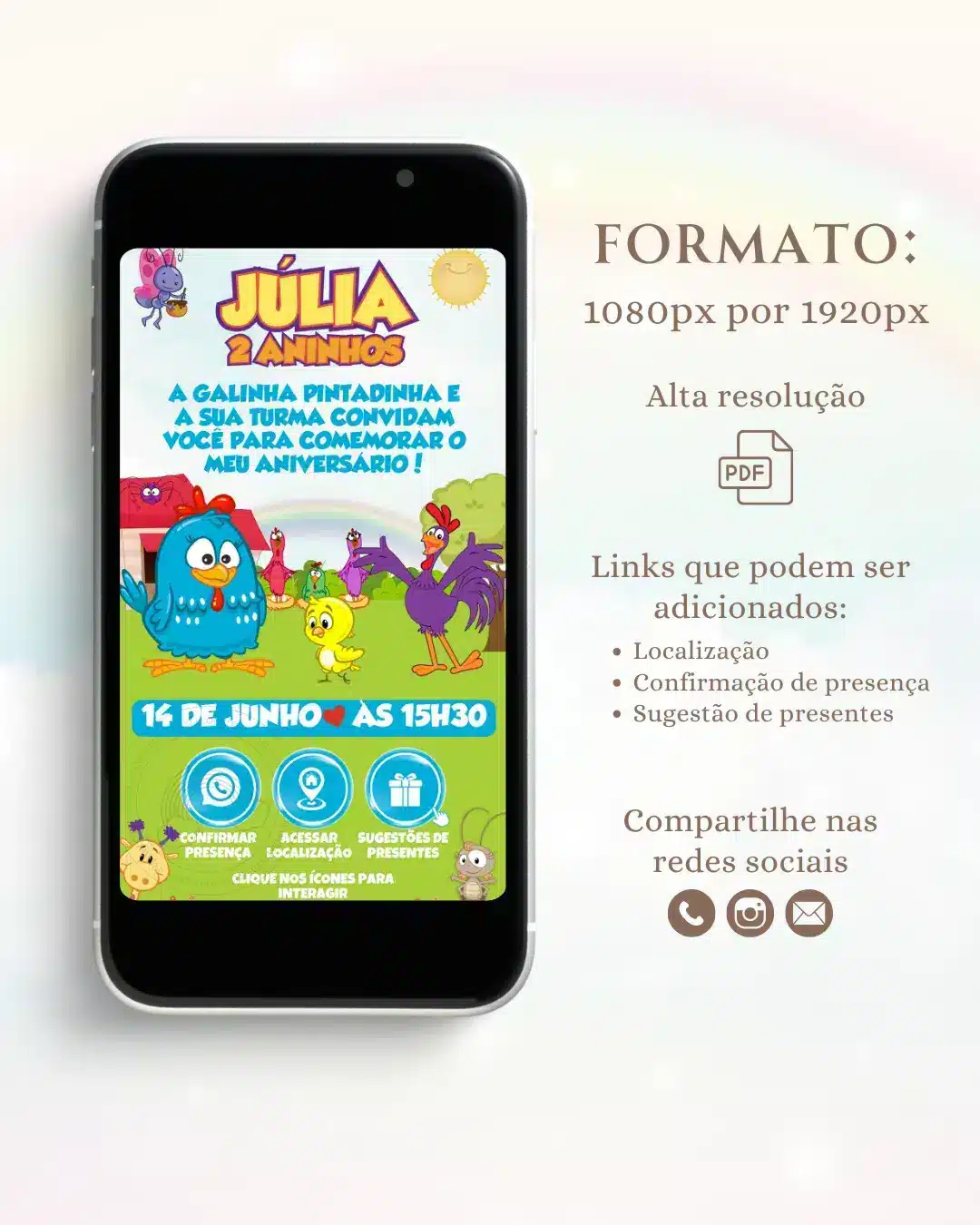 Convite Interativo Galinha Pintadinha Azul