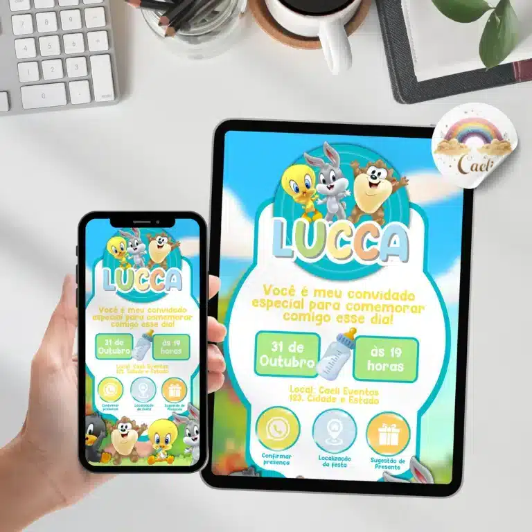 Convite Interativo Looney Tunes Baby