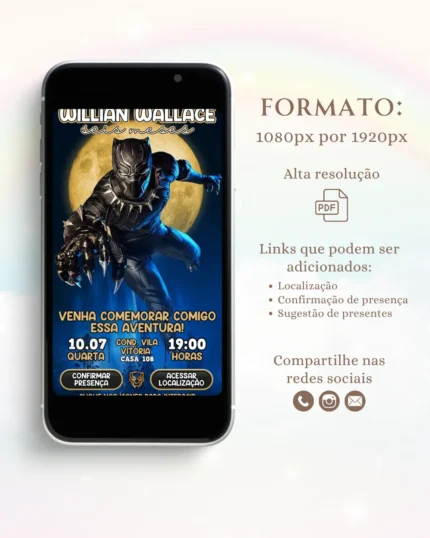 Convite Interativo Pantera Negra