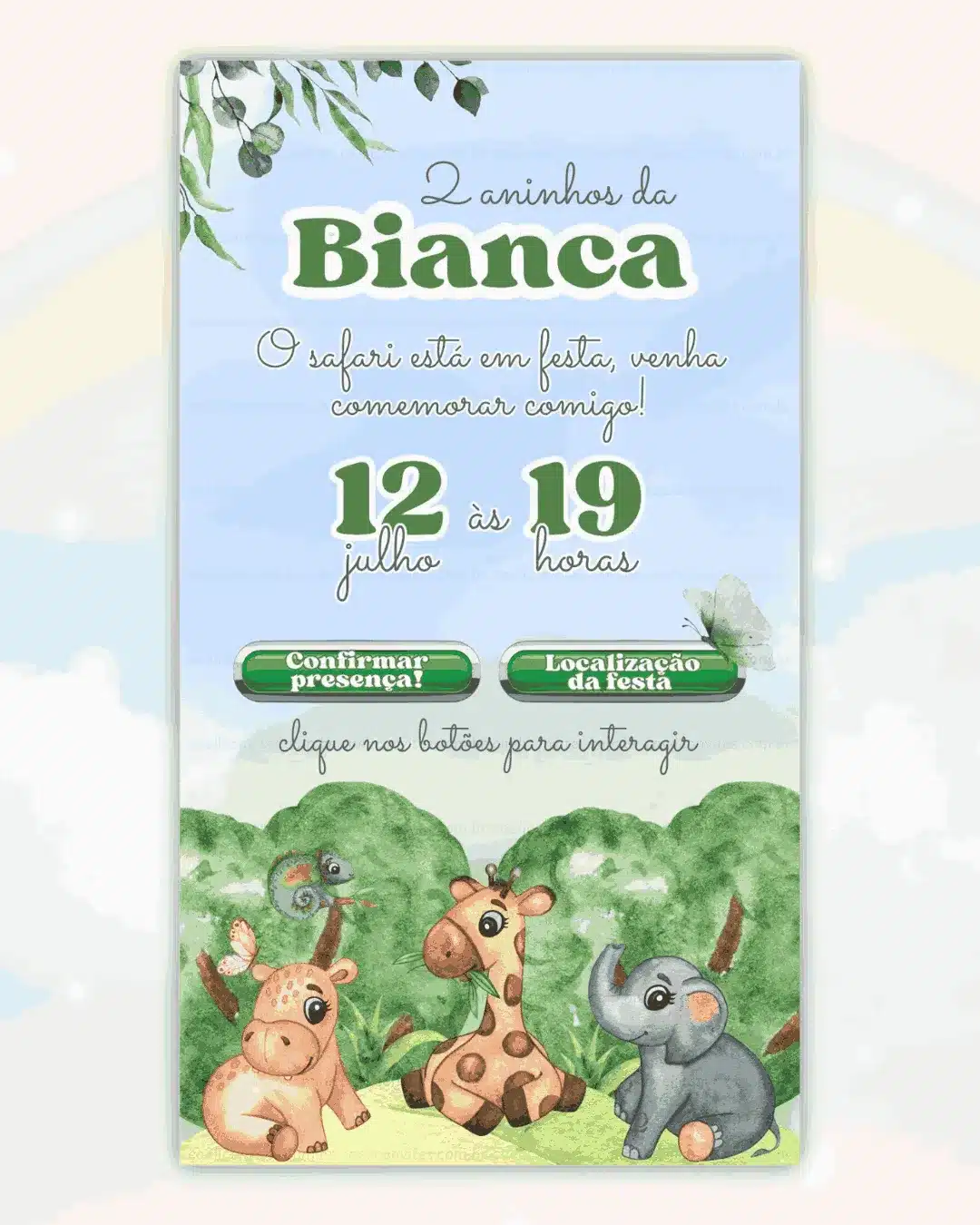 Convite Interativo Safari Menino