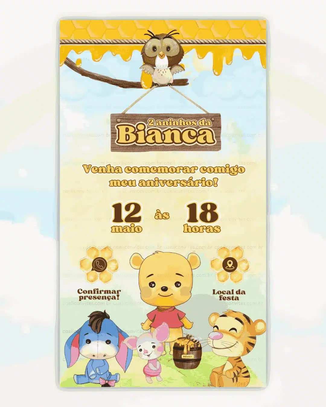 Convite Interativo Ursinho Pooh Cute