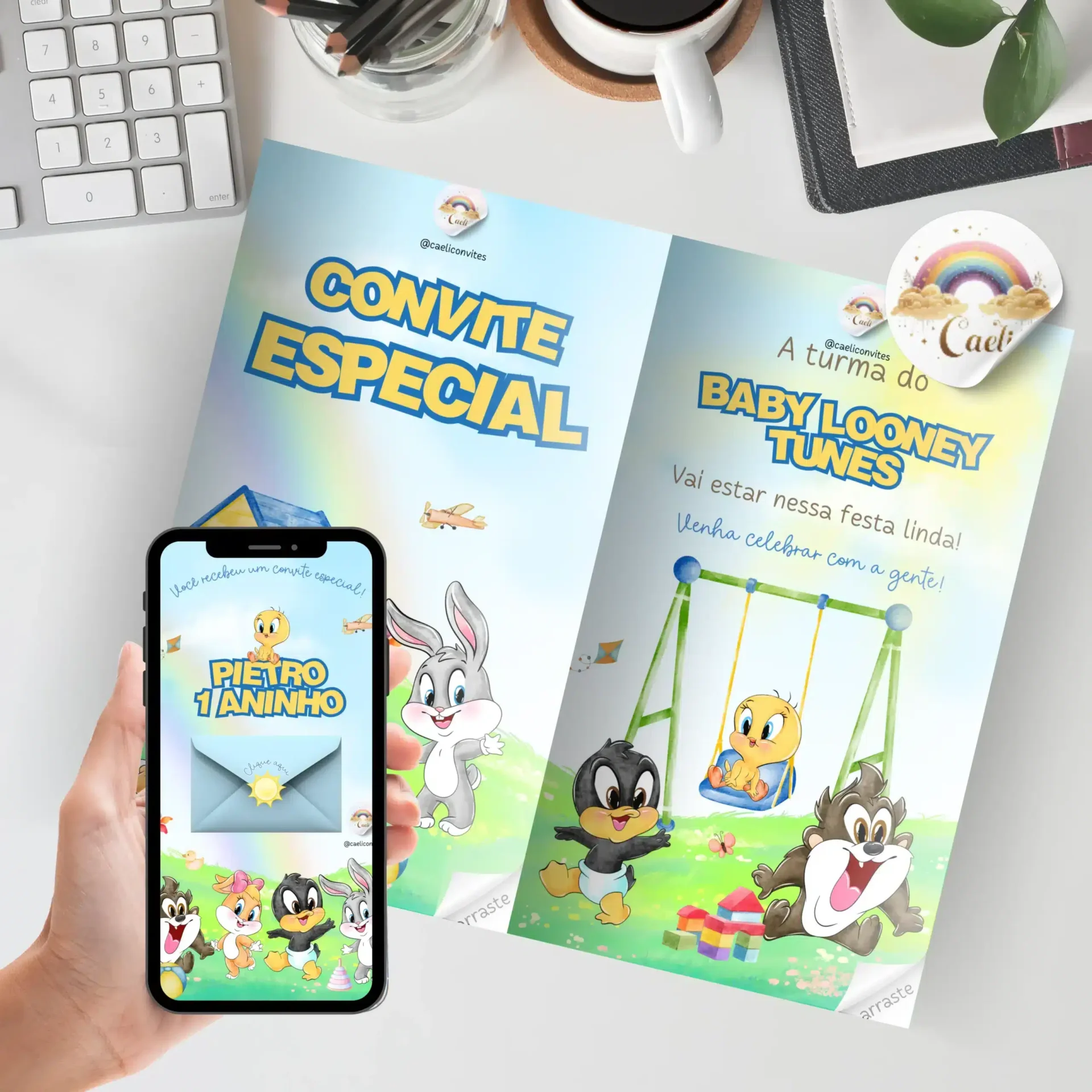 Convite Interativo Looney Tunes Baby