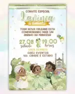 Convite A princesa e o Sapo Tiana Verde