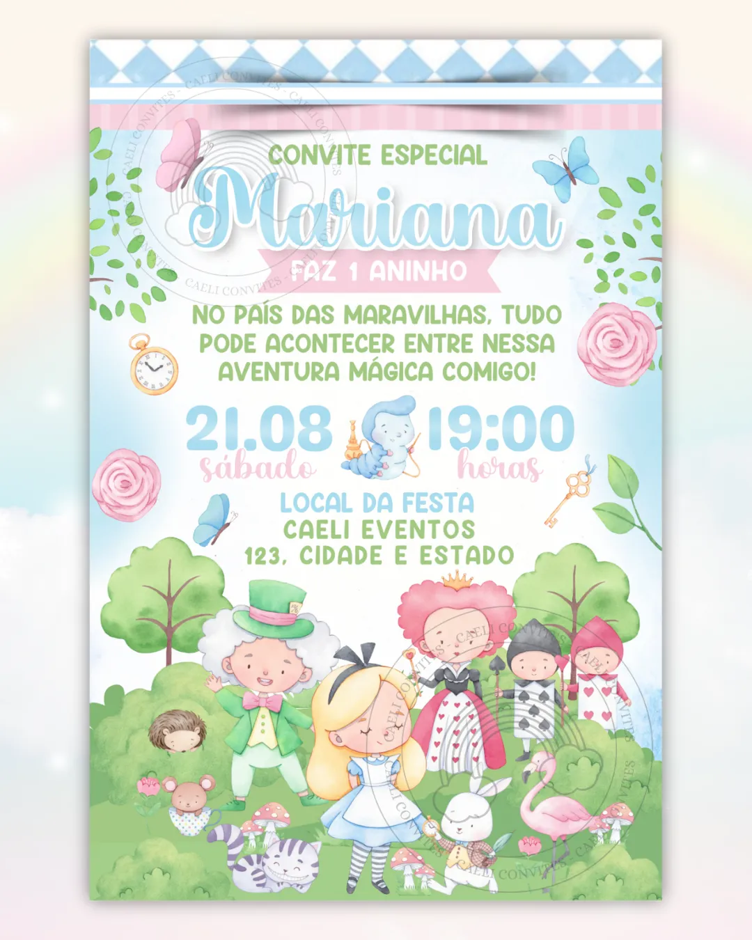 convite alice no país das maravilhas 6,convite virtual alice 6