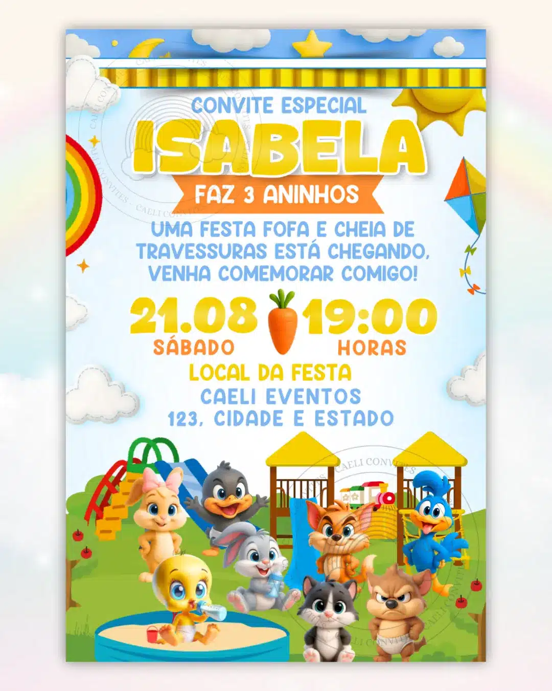 Convite Digital Baby Looney Tunes 10