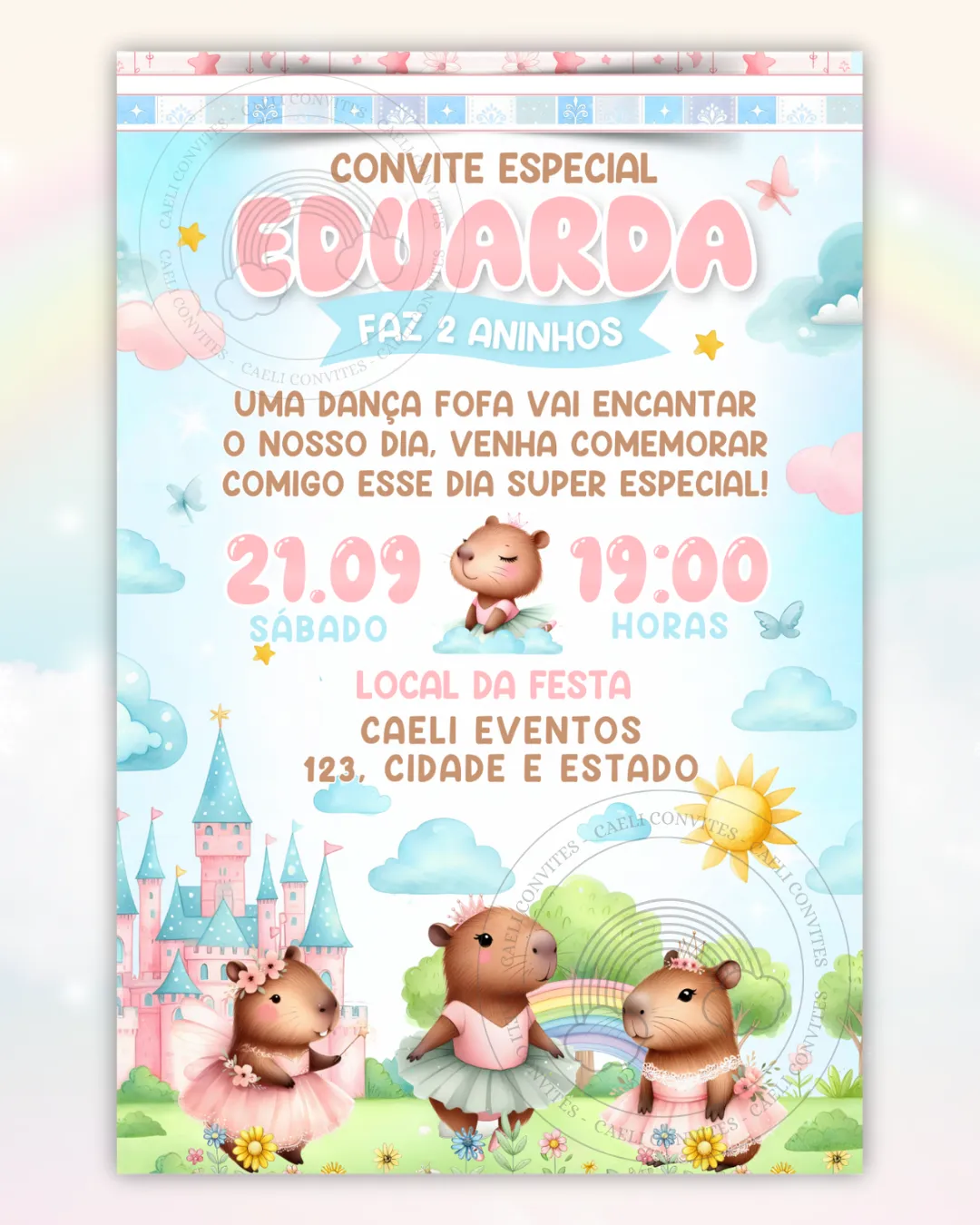 Convite Digital Capivara Bailarina
