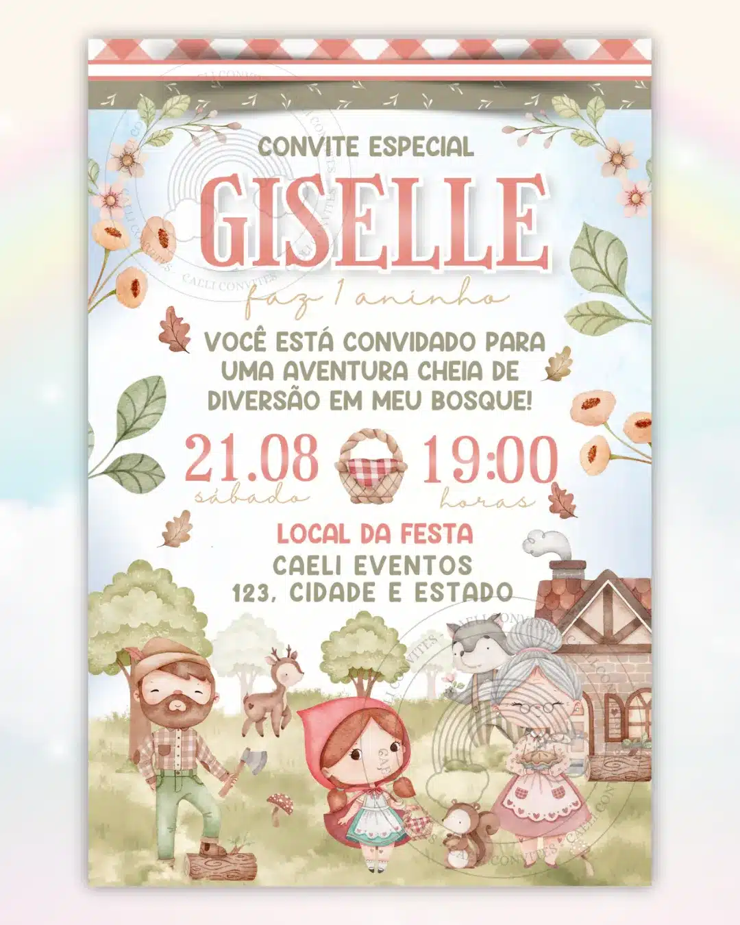 Convite Digital Chapeuzinho Vermelho Cute